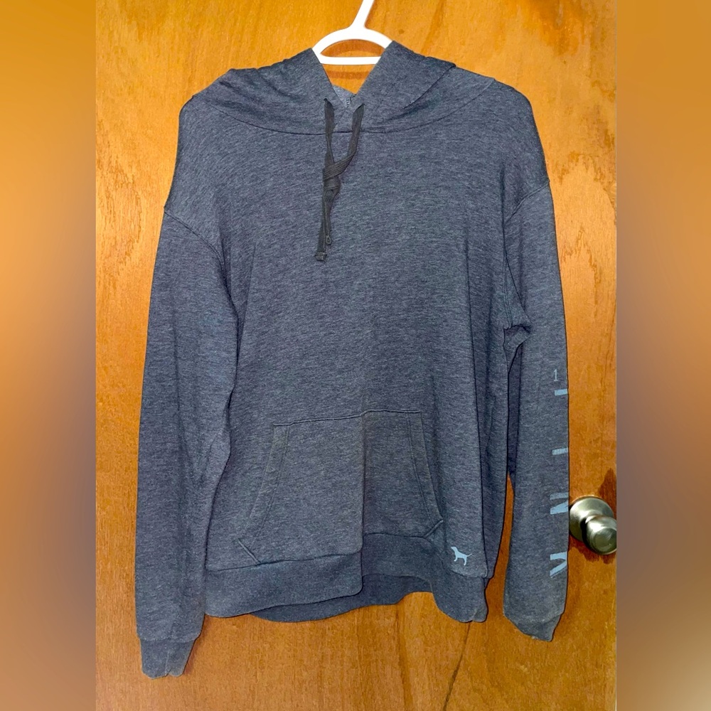 PINK Women’s Gray Hoodie with Dog Logo